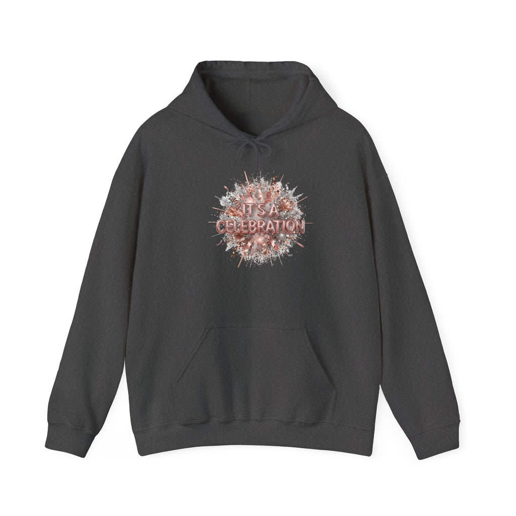 Celebration Floral Hoodie — Rose Gold 'Celebrate' Graphic Pullover