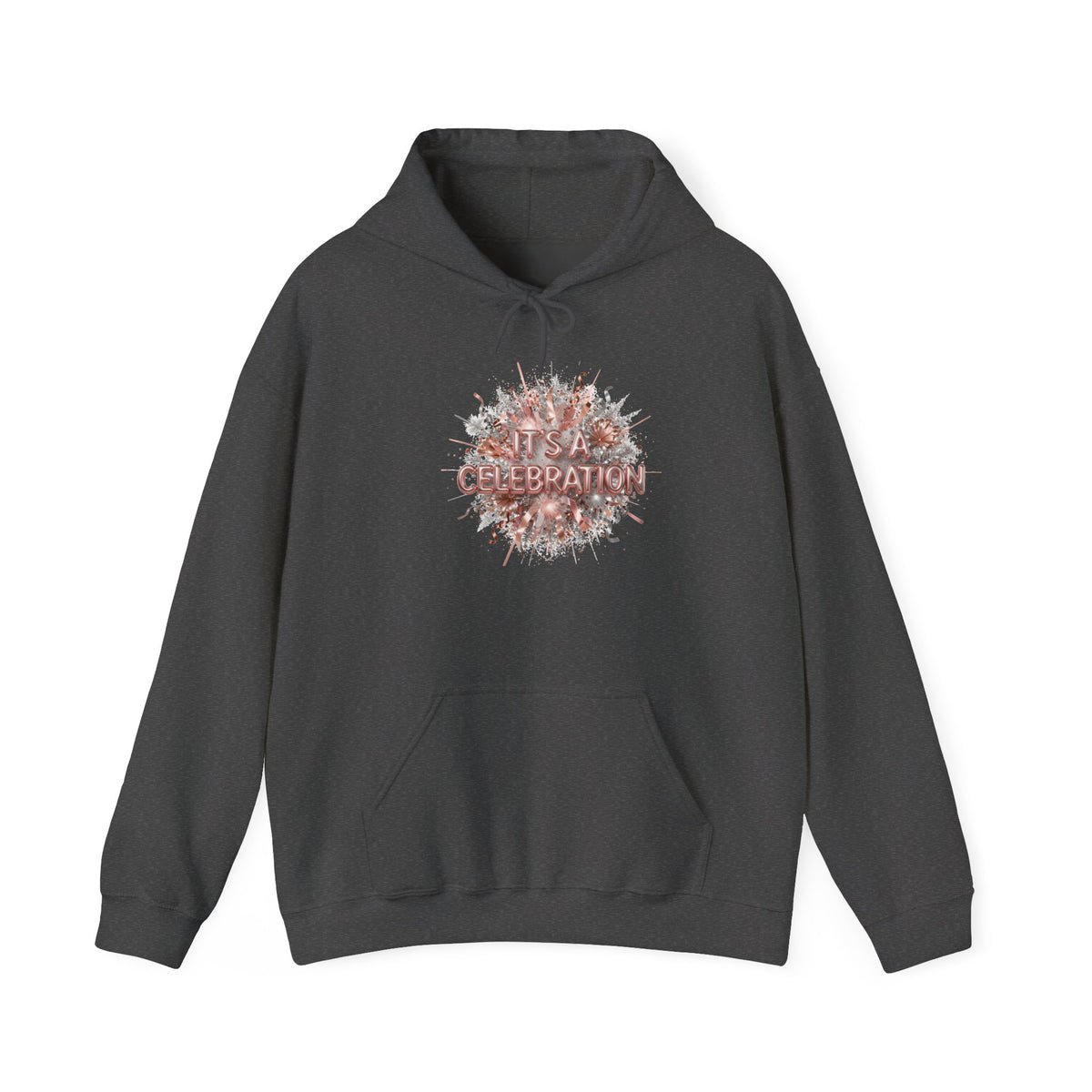 Celebration Floral Hoodie — Rose Gold 'Celebrate' Graphic Pullover