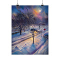 Moonlit Crossing – Snowy Street Wall Art Poster