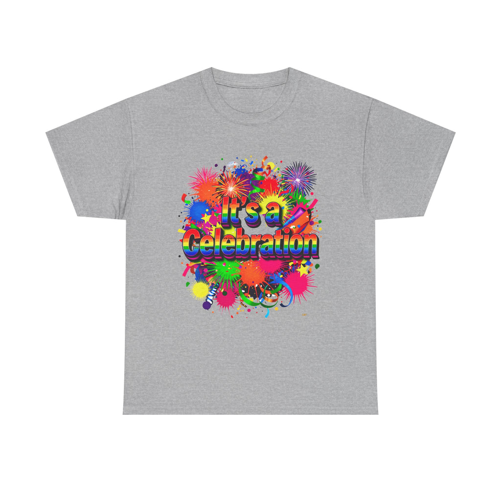 Celebration Paint Splash T-Shirt — "It's a Celebration" Colorful Party Tee