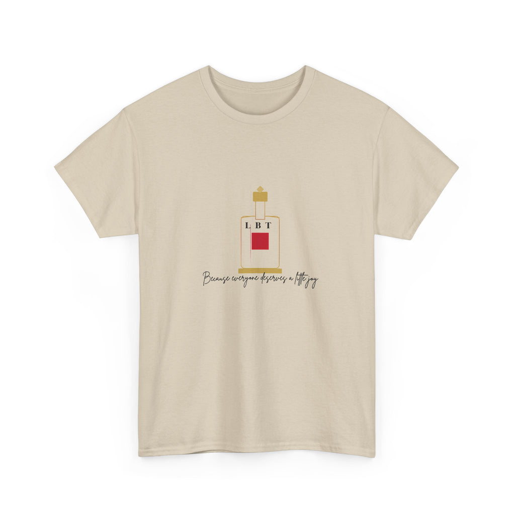 T-Shirt — LBT Perfume Bottle Graphic Tee with "Become someone everyone's #1" Script