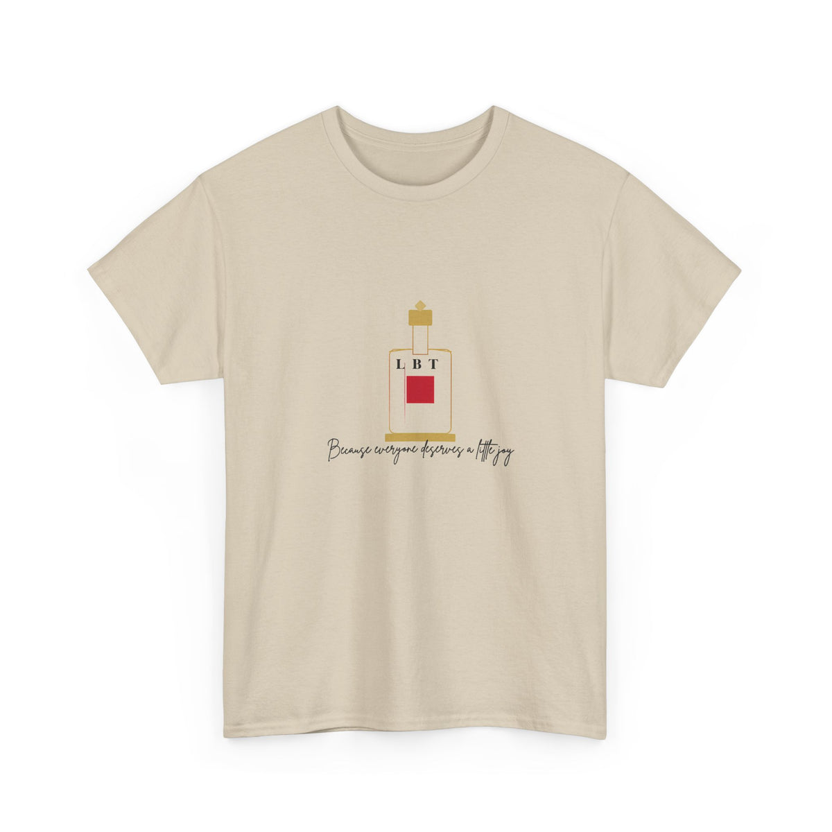 T-Shirt — LBT Perfume Bottle Graphic Tee with "Become someone everyone's #1" Script