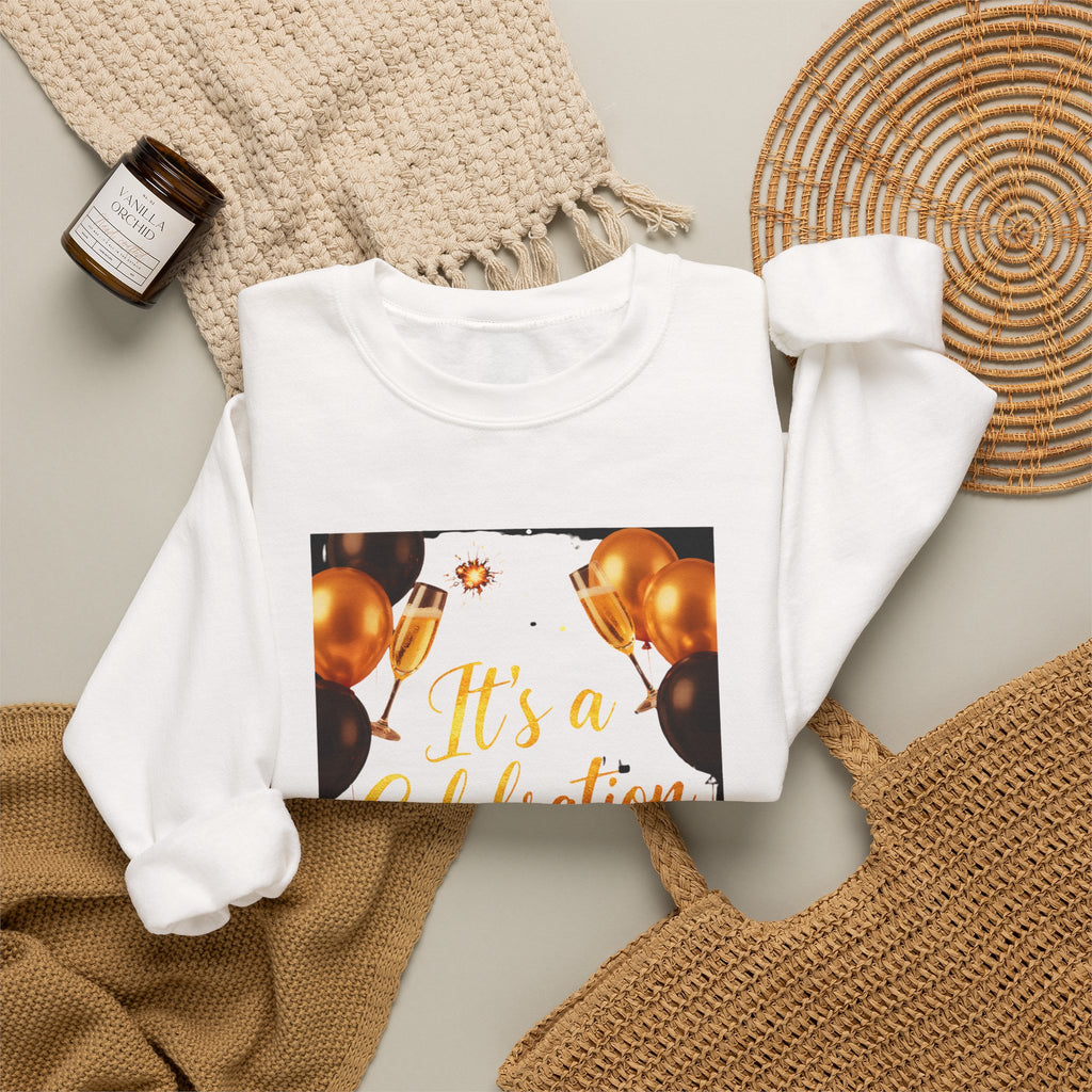 Crewneck Sweatshirt — "It's a Celebration" Champagne & Balloons Party Design