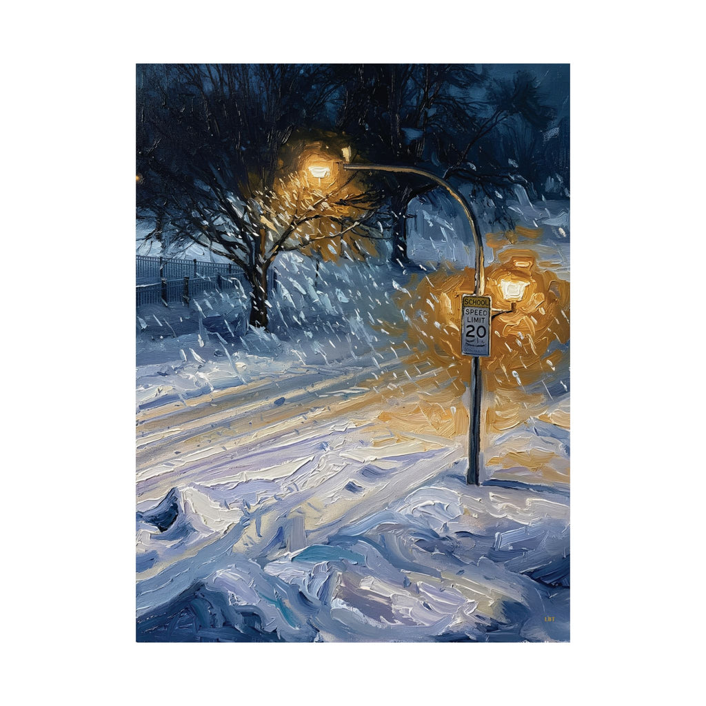 Winter Glow – Snowy Streetlight Wall Art Poster
