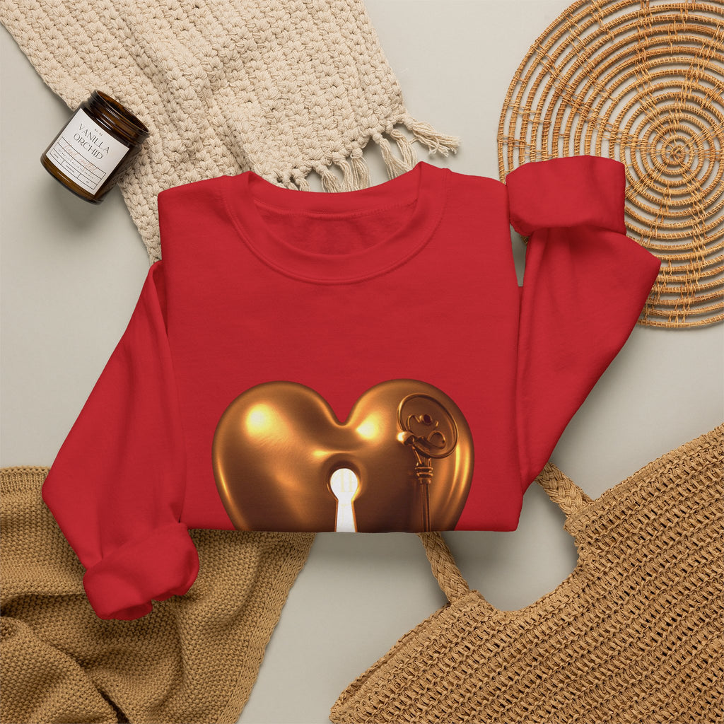 Heart Keyhole Sweatshirt — "Unlock What Matters" Cozy Crewneck
