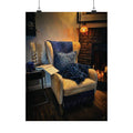 Fireside Retreat – Cozy Reading Nook Wall Art Poster