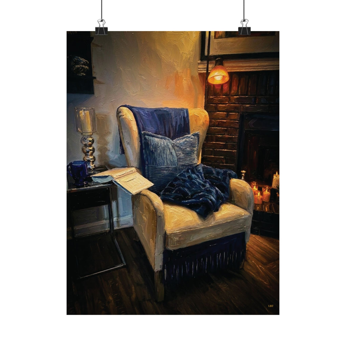 Fireside Retreat – Cozy Reading Nook Wall Art Poster