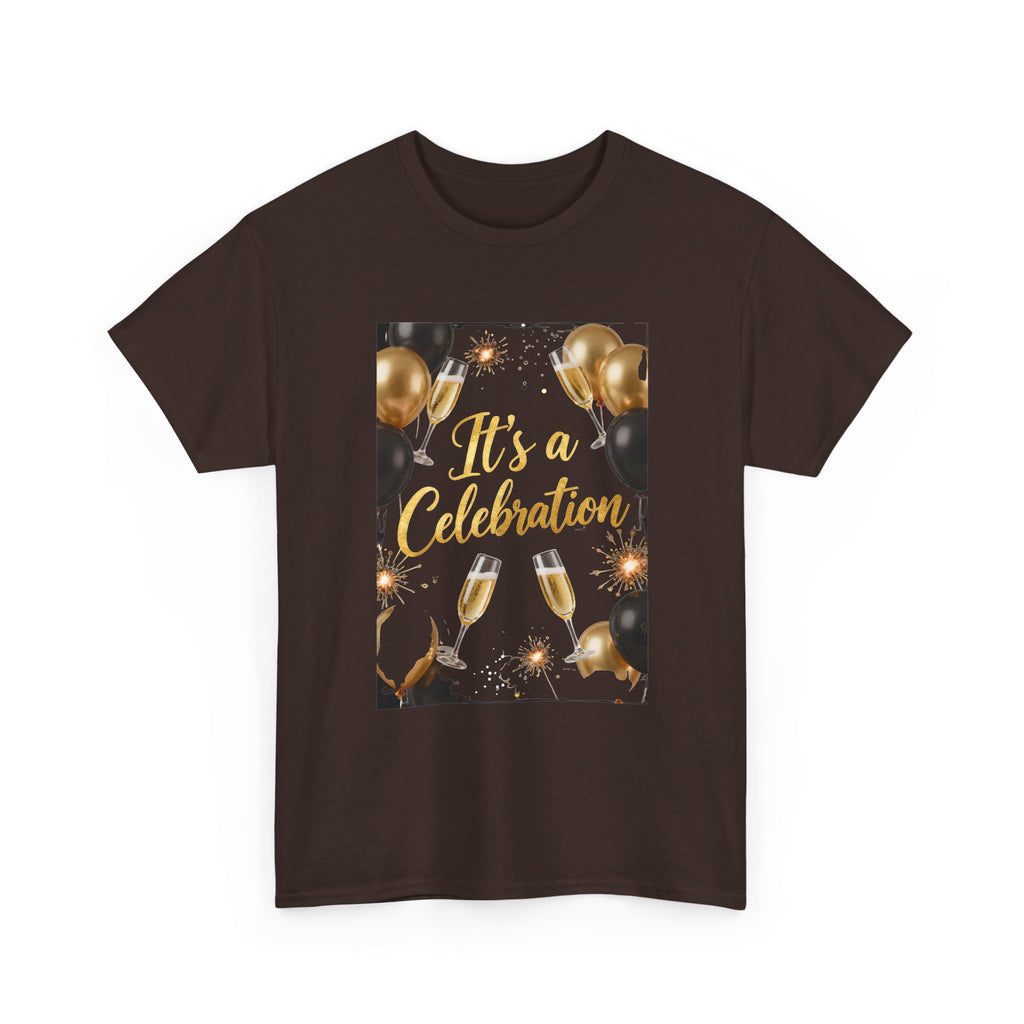 Celebration Party T-Shirt — "It's a Celebration" Gold & Black Balloons