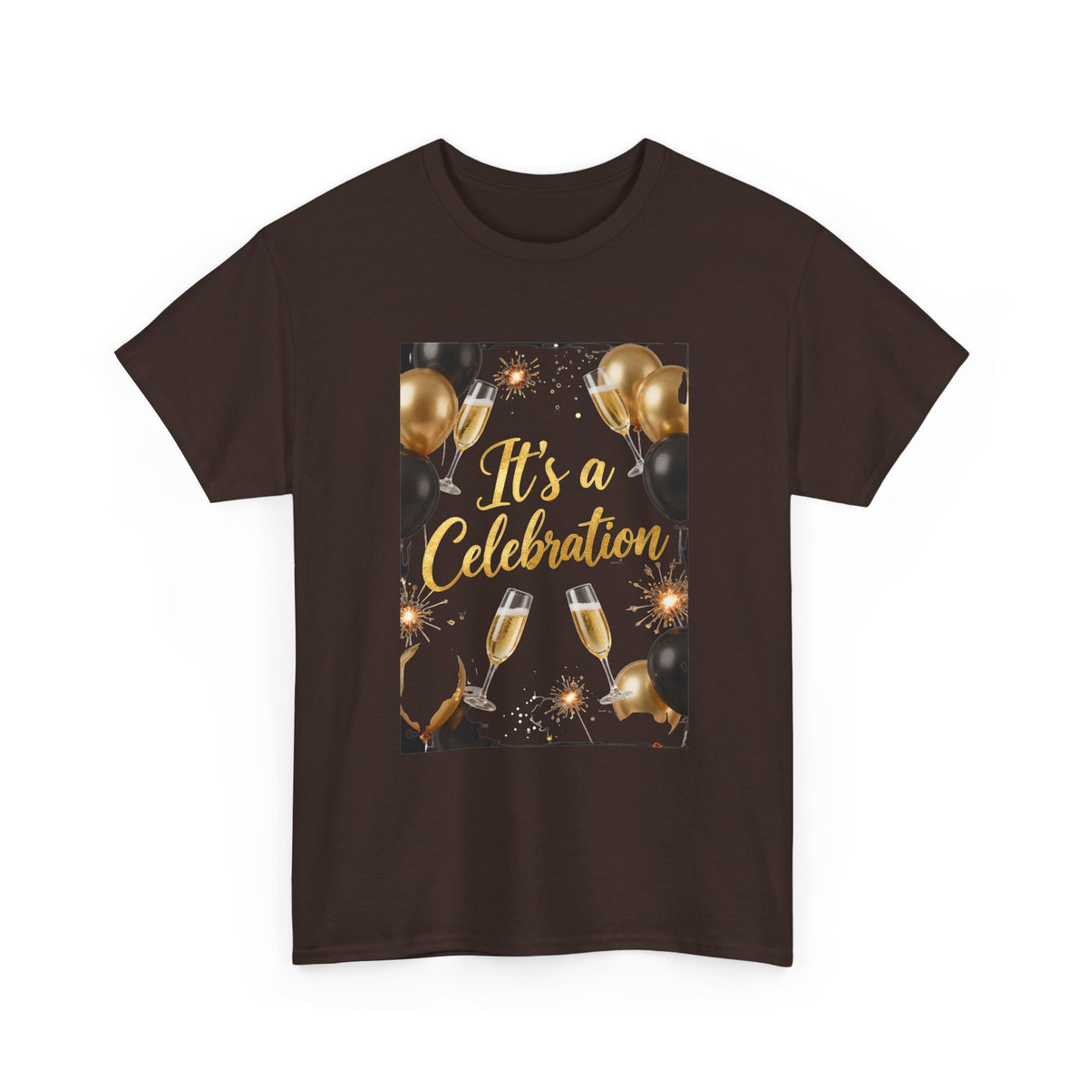 Celebration Party T-Shirt — "It's a Celebration" Gold & Black Balloons