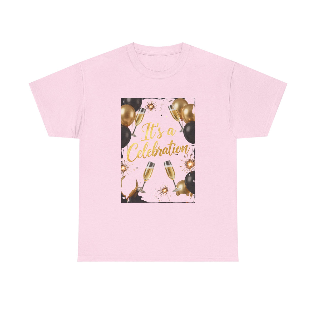 Celebration Party T-Shirt — "It's a Celebration" Gold & Black Balloons