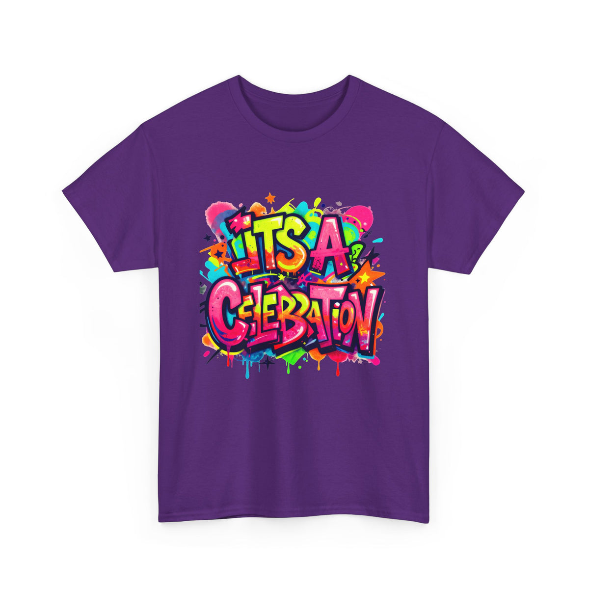 It’s a Celebration – Graffiti Graphic Heavy Cotton T-Shirt