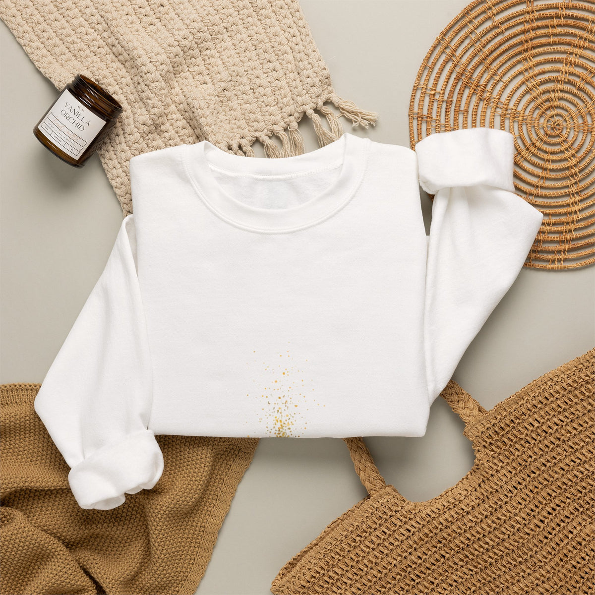 Crewneck Sweatshirt — 'On a Journey' Minimalist Gold Script Design