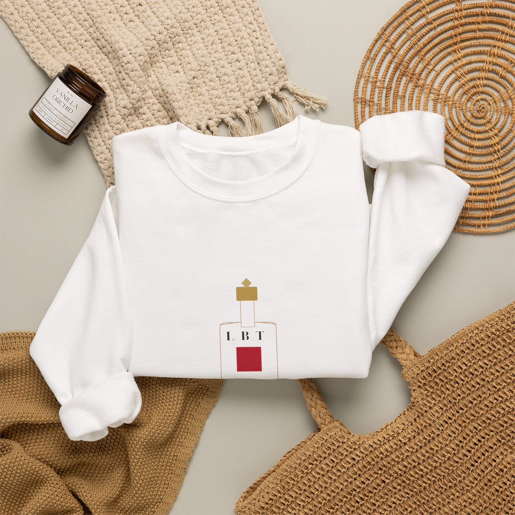 Crewneck Sweatshirt — Minimal Perfume Bottle Graphic with Subtle Script