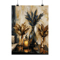 Blue and Amber Harmony – Pampas Still Life Wall Art Poster
