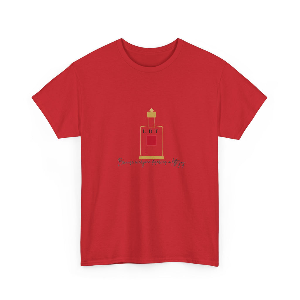 T-Shirt — LBT Perfume Bottle Graphic Tee with "Become someone everyone's #1" Script