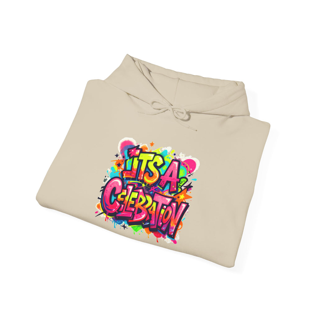 Hoodie – "It's a Celebration" Colorful Graffiti Party Graphic Hoodie