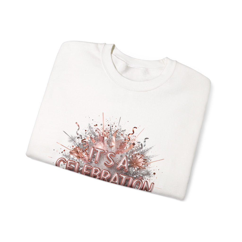 Celebration Burst Crewneck Sweatshirt — "It's a Celebration" Graphic