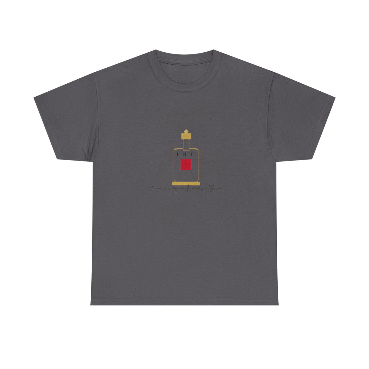 T-Shirt — LBT Perfume Bottle Graphic Tee with "Become someone everyone's #1" Script