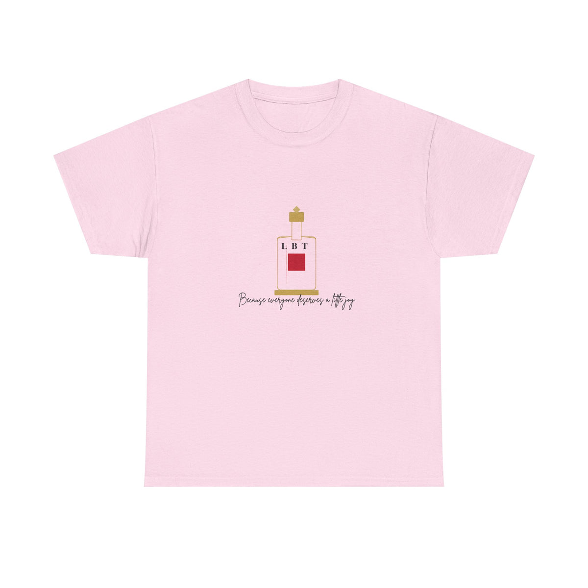 T-Shirt — LBT Perfume Bottle Graphic Tee with "Become someone everyone's #1" Script