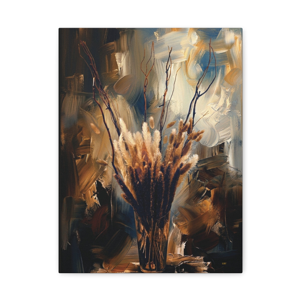Blue Bloom Elegance – Floral Stretched Canvas Wall Art