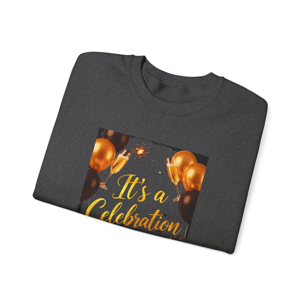Crewneck Sweatshirt — "It's a Celebration" Champagne & Balloons Party Design