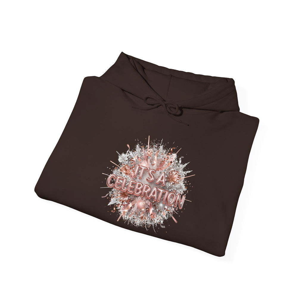 Celebration Floral Hoodie — Rose Gold 'Celebrate' Graphic Pullover