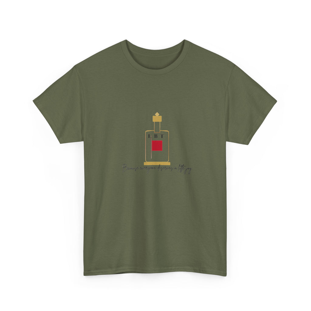 T-Shirt — LBT Perfume Bottle Graphic Tee with "Become someone everyone's #1" Script