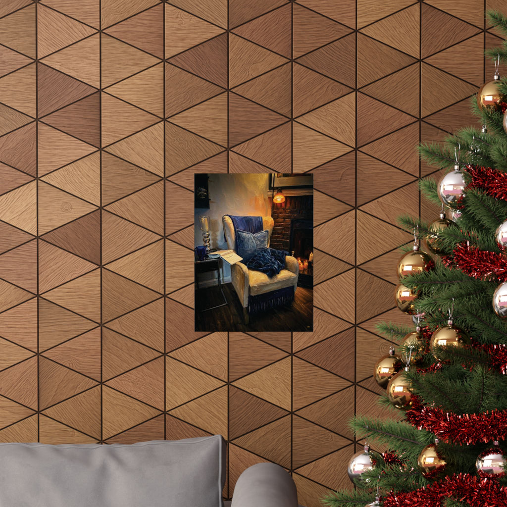 Fireside Retreat – Cozy Reading Nook Wall Art Poster