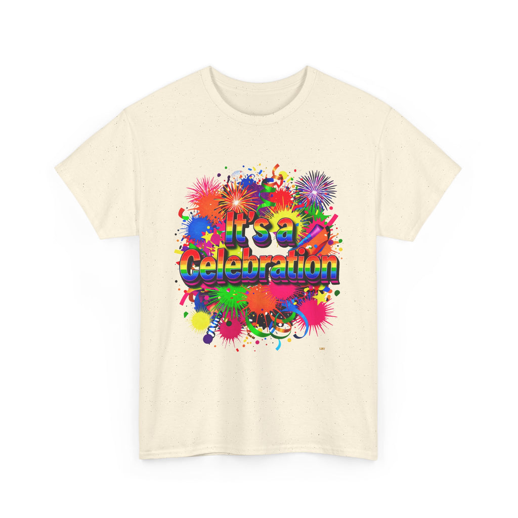 Celebration Paint Splash T-Shirt — "It's a Celebration" Colorful Party Tee