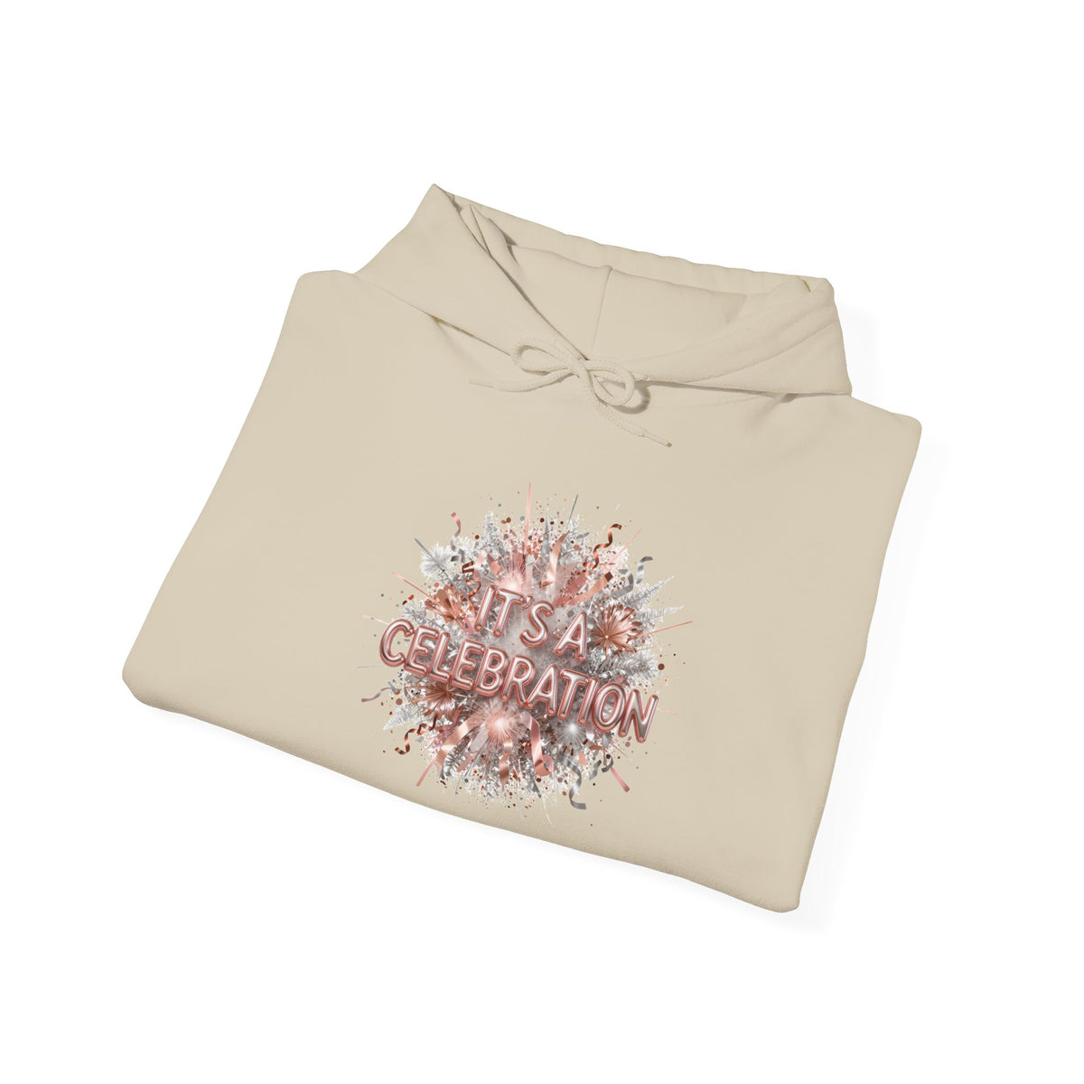 Celebration Floral Hoodie — Rose Gold 'Celebrate' Graphic Pullover