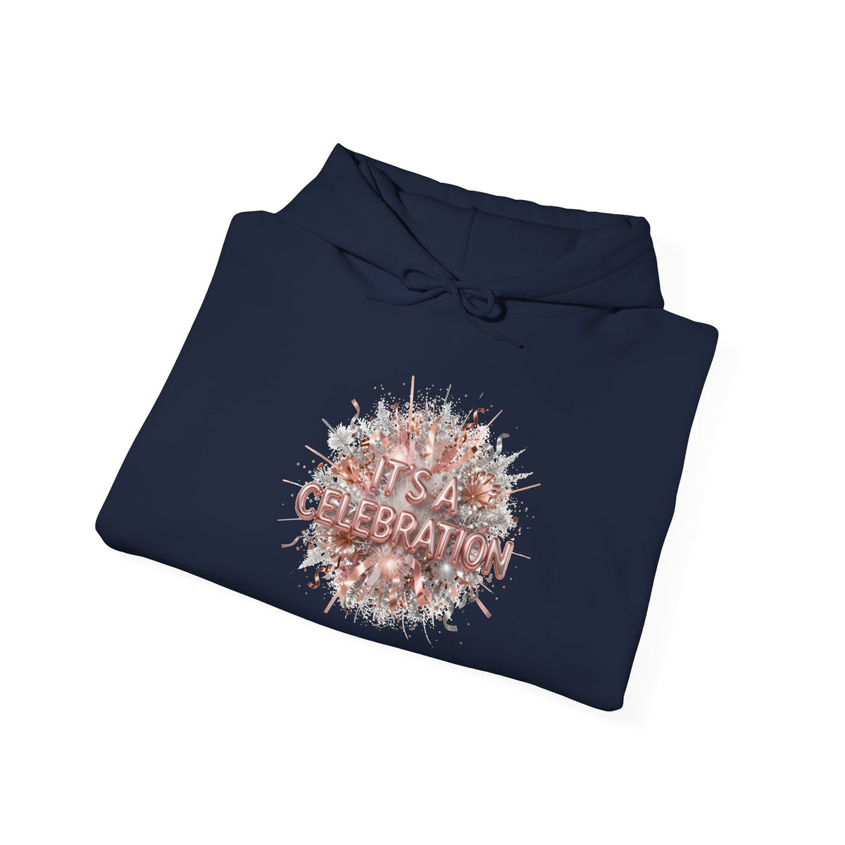 Celebration Floral Hoodie — Rose Gold 'Celebrate' Graphic Pullover