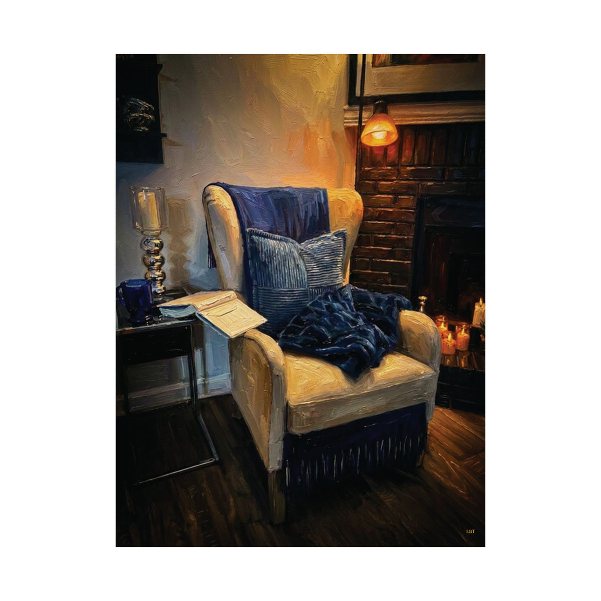 Fireside Retreat – Cozy Reading Nook Wall Art Poster