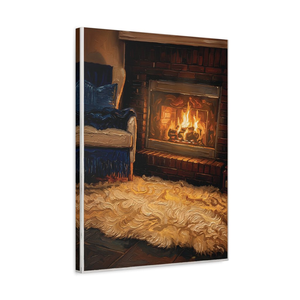 Cozy Hearth – Fireside Interior Stretched Canvas Wall Art
