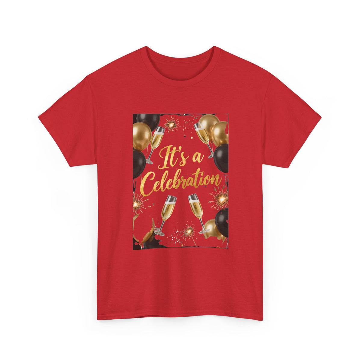 Celebration Party T-Shirt — "It's a Celebration" Gold & Black Balloons