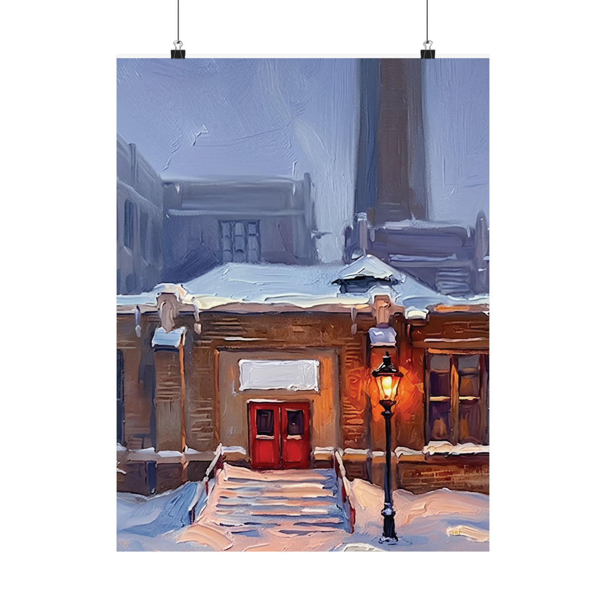 Winter Welcome – Red Door Architectural Wall Art Poster