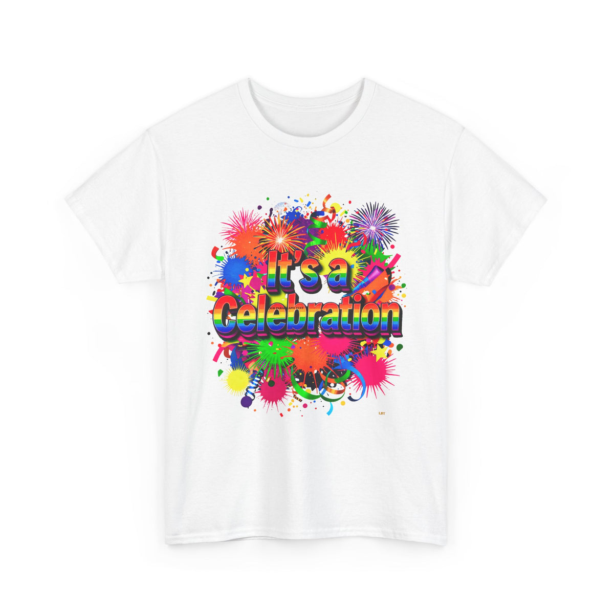 Celebration Paint Splash T-Shirt — "It's a Celebration" Colorful Party Tee