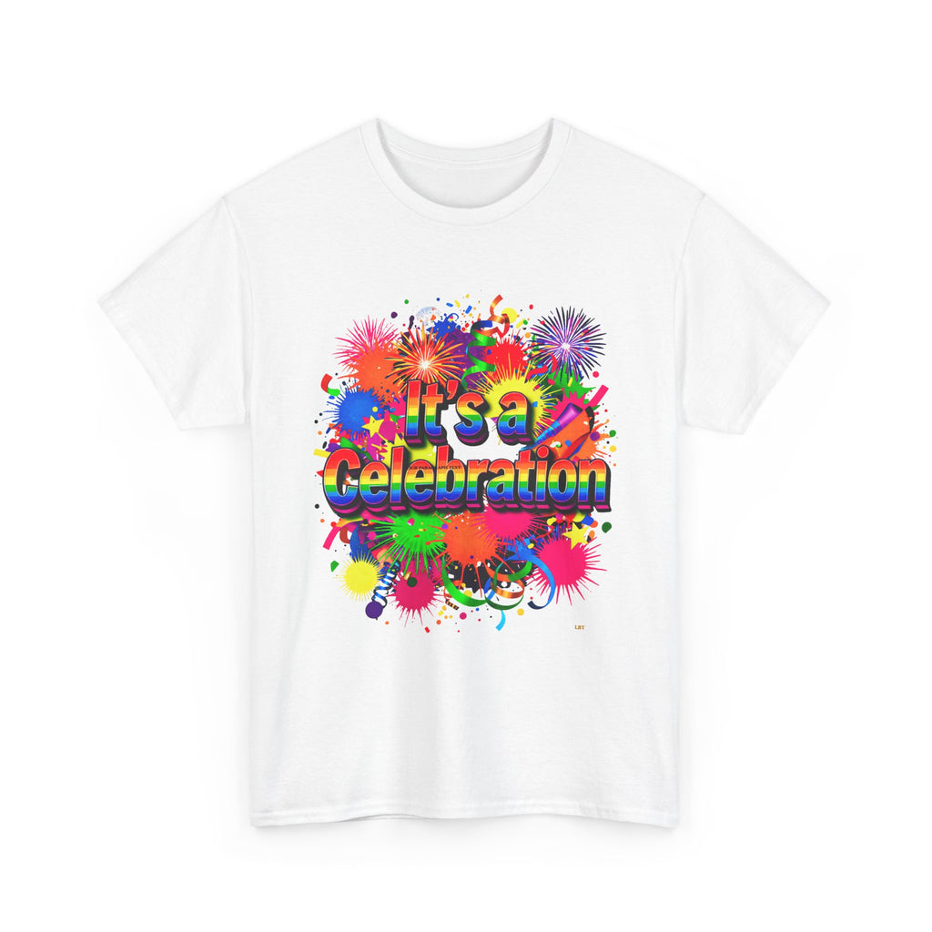 Celebration Paint Splash T-Shirt — "It's a Celebration" Colorful Party Tee