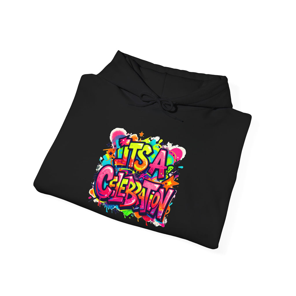 Hoodie – "It's a Celebration" Colorful Graffiti Party Graphic Hoodie
