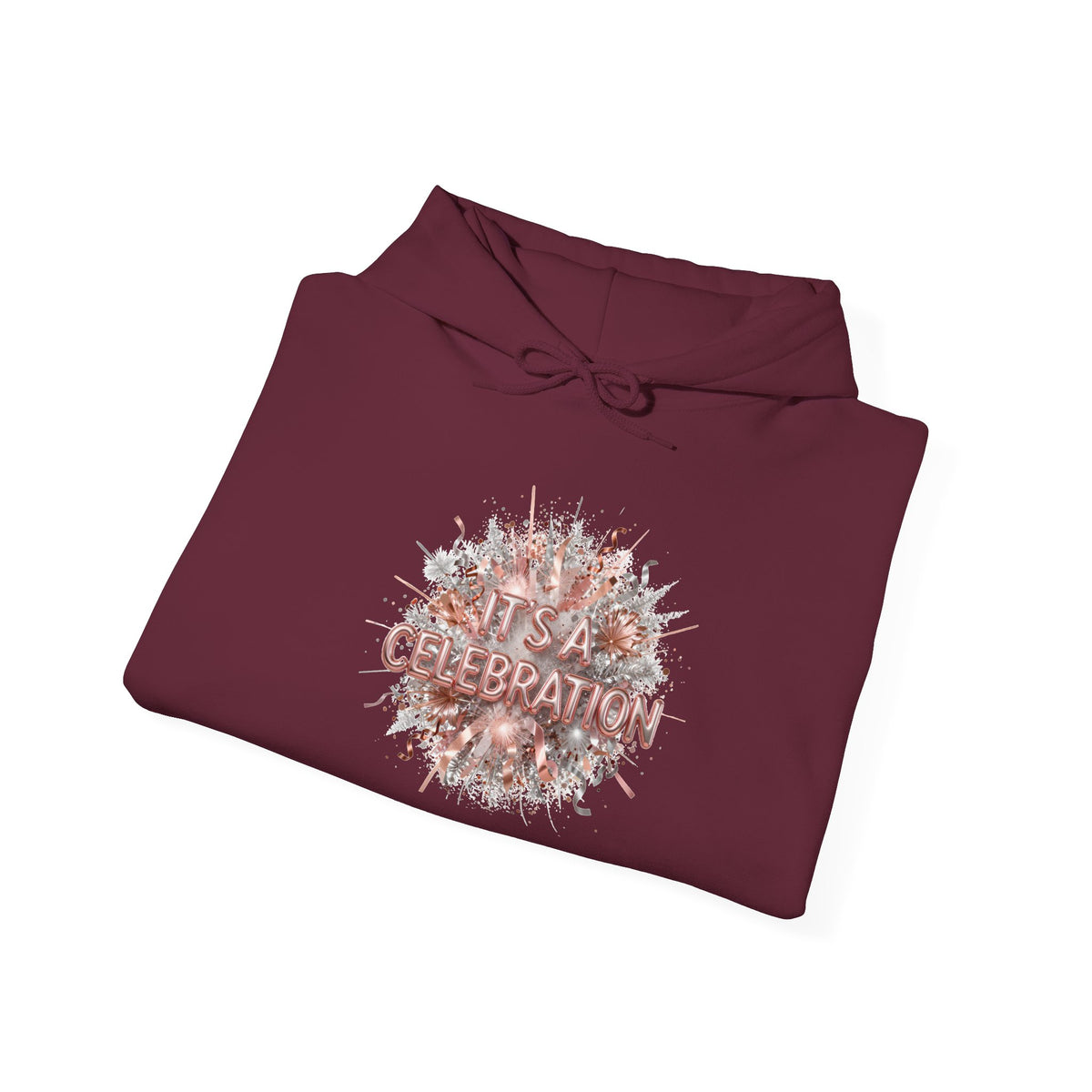 Celebration Floral Hoodie — Rose Gold 'Celebrate' Graphic Pullover