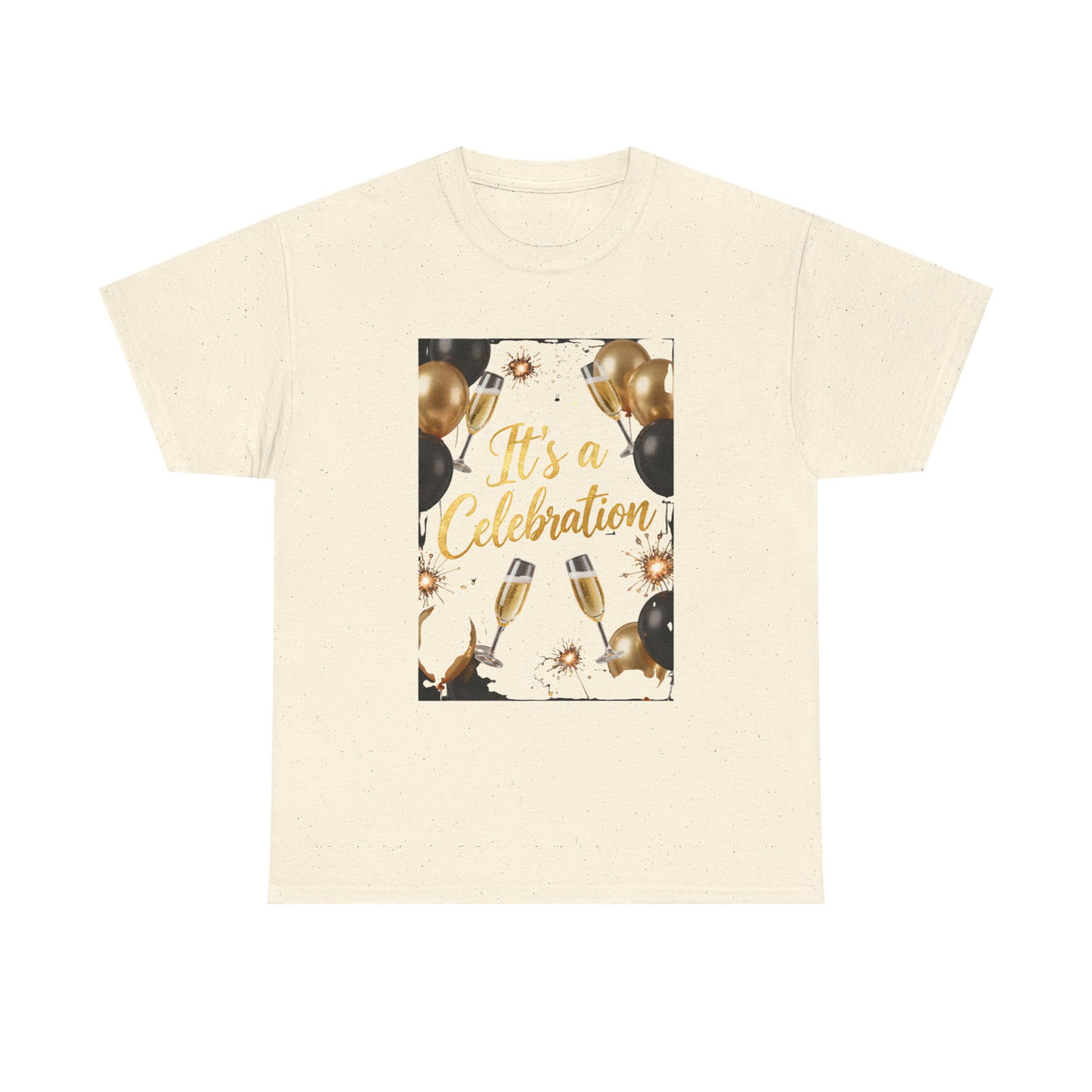 Celebration Party T-Shirt — "It's a Celebration" Gold & Black Balloons