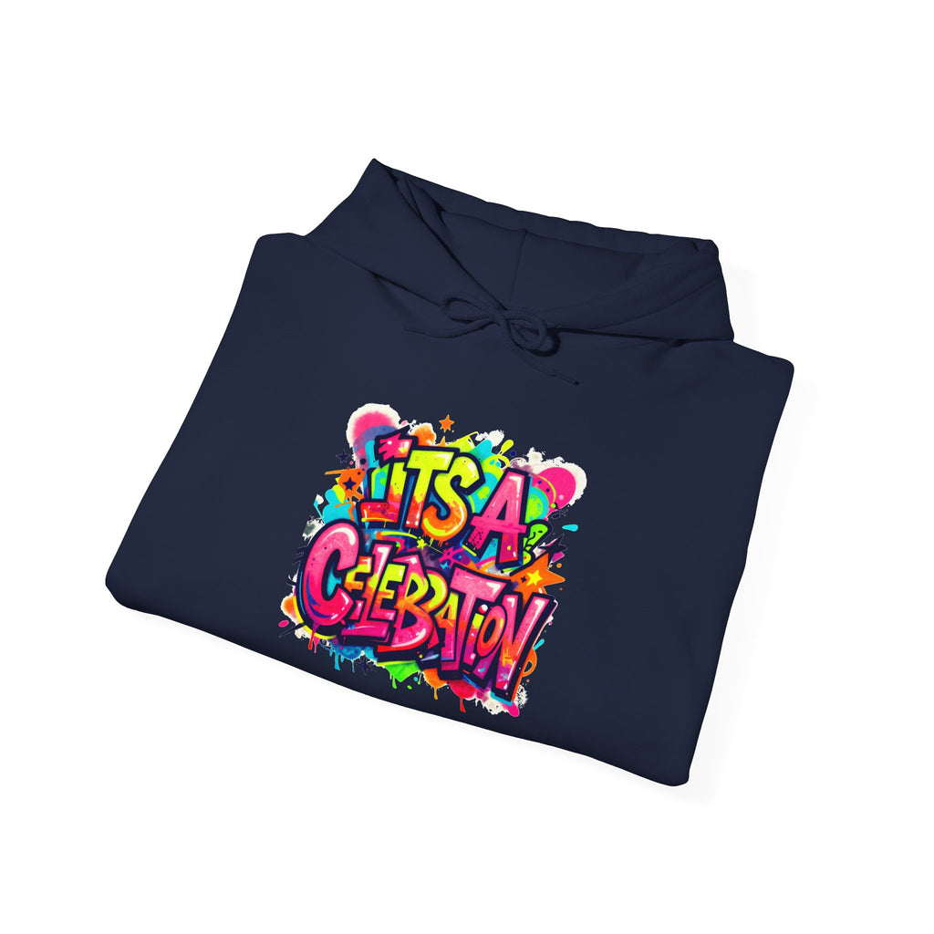 Hoodie – "It's a Celebration" Colorful Graffiti Party Graphic Hoodie