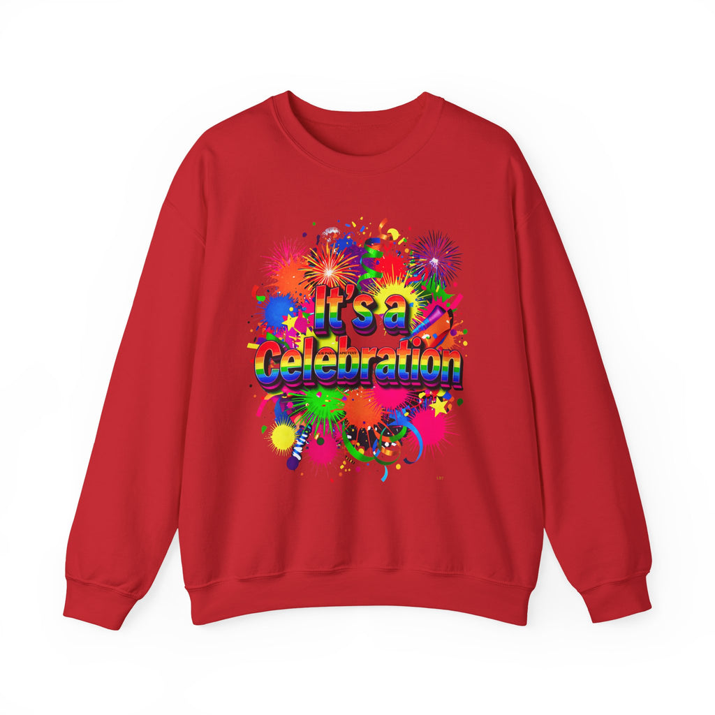 Celebration Crewneck Sweatshirt — "It's a Celebration" Colorful Party Graphic