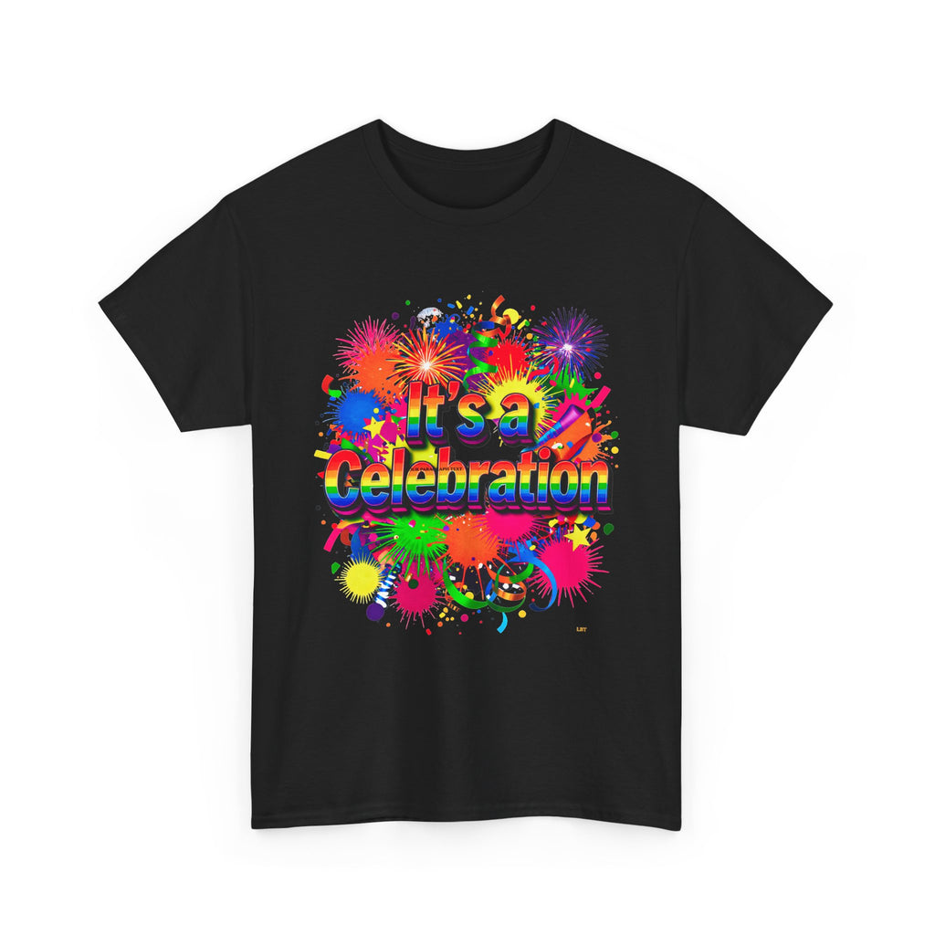 Celebration Paint Splash T-Shirt — "It's a Celebration" Colorful Party Tee