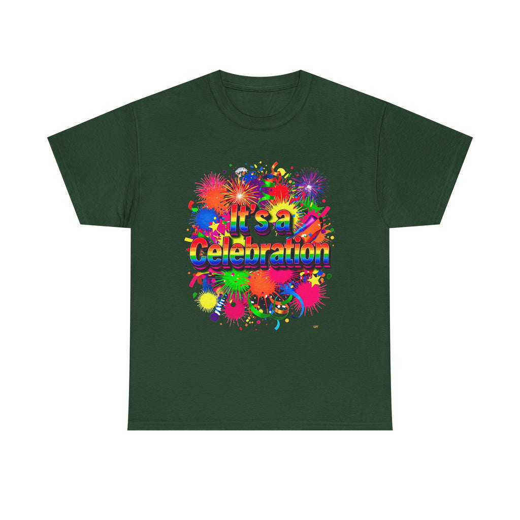 Celebration Paint Splash T-Shirt — "It's a Celebration" Colorful Party Tee