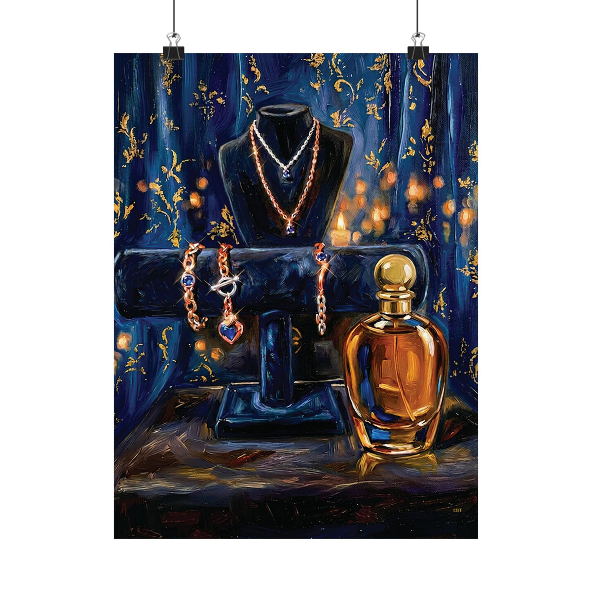 Gilded Adornment – Jewelry and Perfume Still Life Wall Art Poster