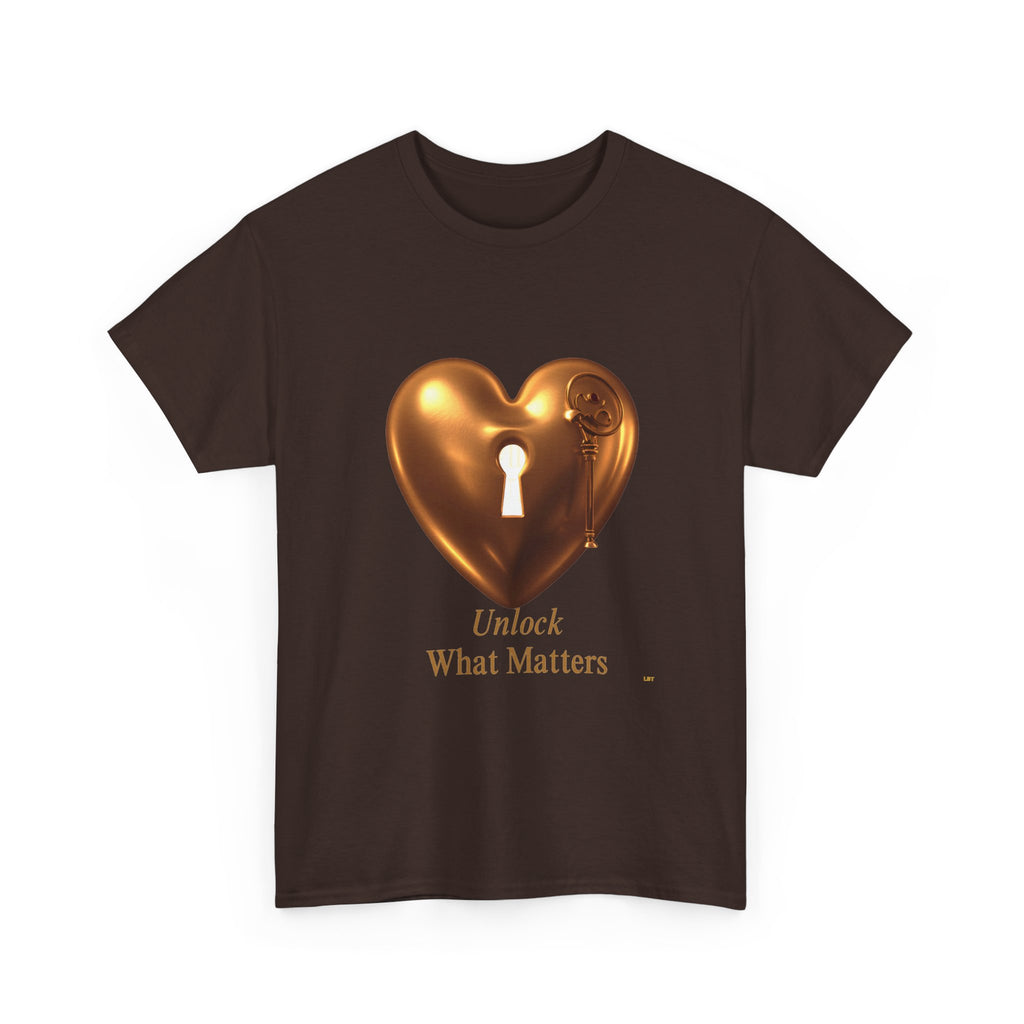Heart Key T-Shirt — "Unlock What Matters" Inspirational Tee