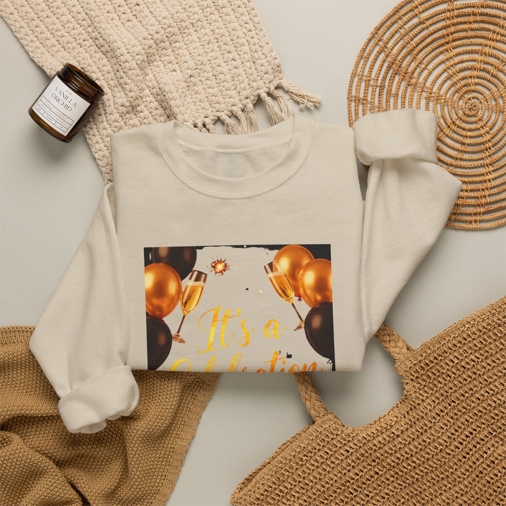 Crewneck Sweatshirt — "It's a Celebration" Champagne & Balloons Party Design