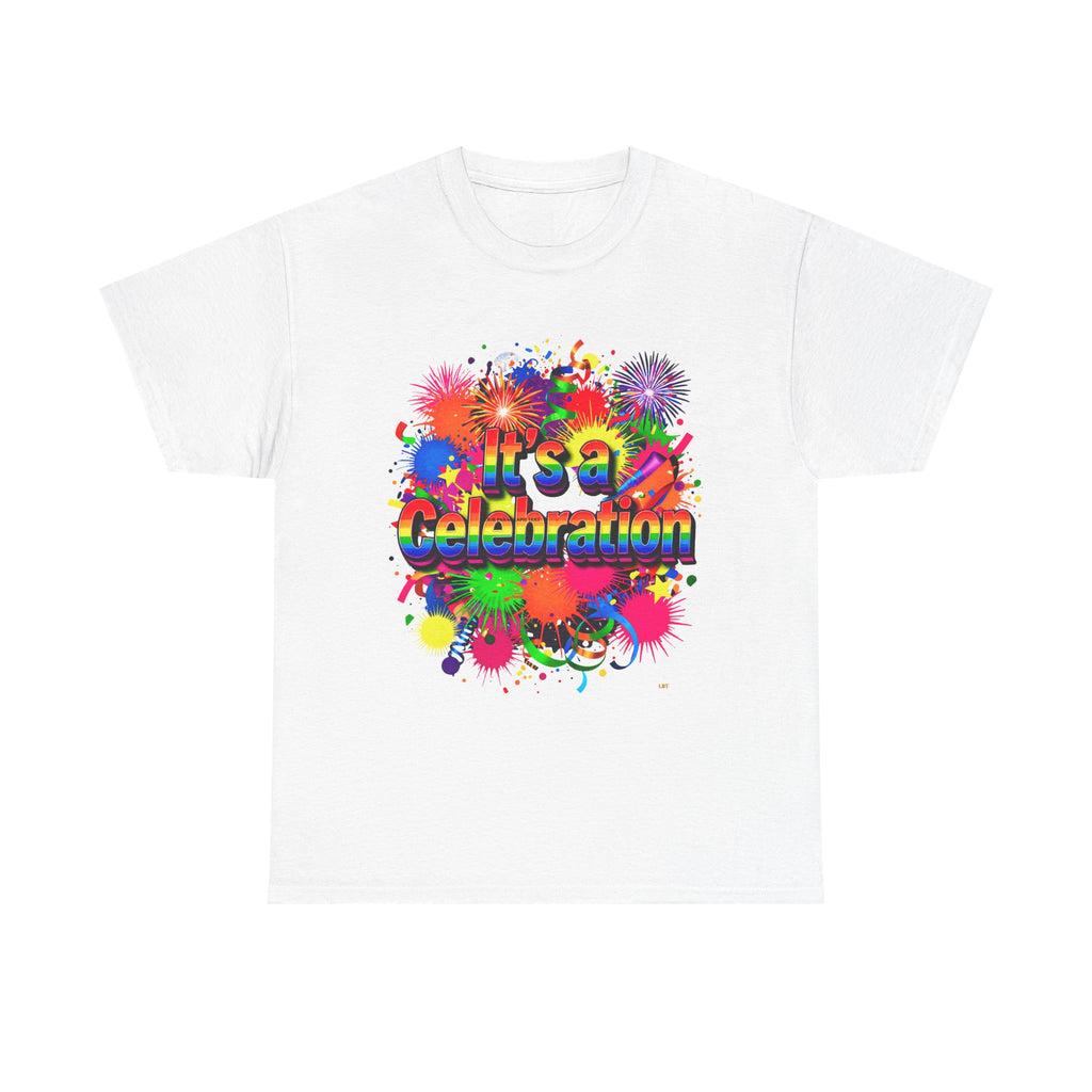 Celebration Paint Splash T-Shirt — "It's a Celebration" Colorful Party Tee