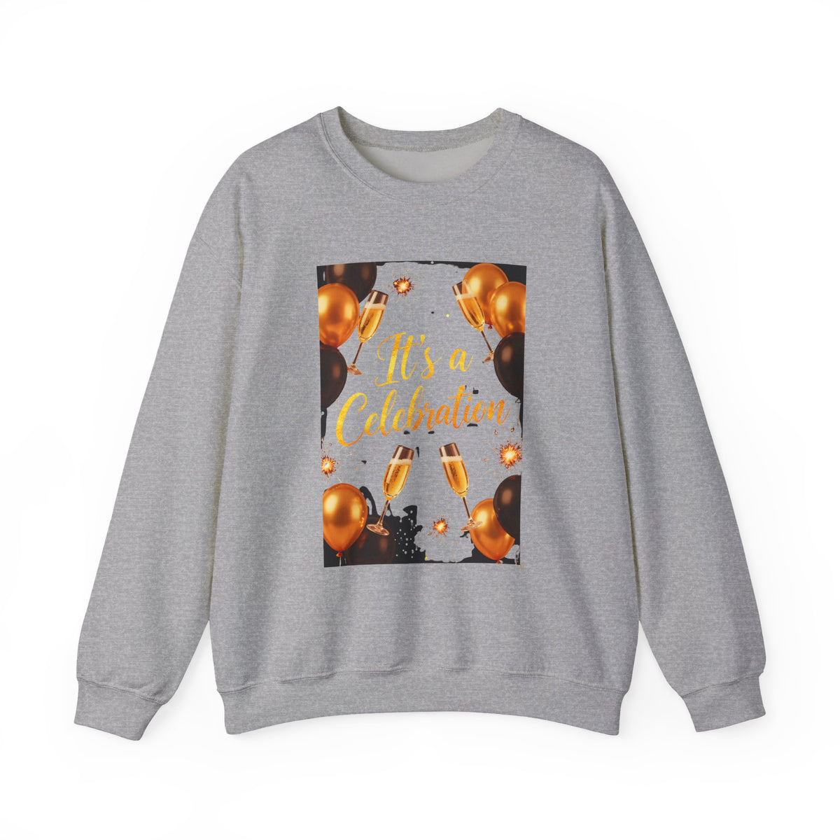 Crewneck Sweatshirt — "It's a Celebration" Champagne & Balloons Party Design