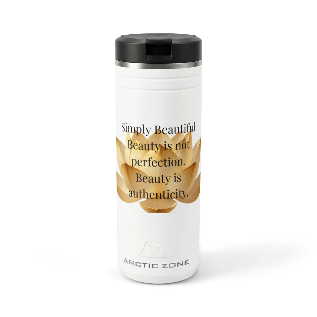 Inspirational Lotus 24oz Thermal Tumbler — "Simply Beautiful: Beauty is Authenticity"